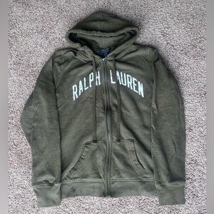 Vintage Olive Green Ralph Lauren Zip-Up Hoodie